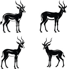 Naklejka premium set of silhouettes of deer vector art illustration 