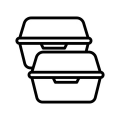 Food container line icon. Food delivery icon. Restaurant icon isolated on white background. Transparent background, minimalist symbol. Vector images