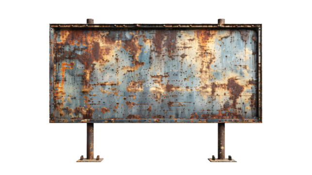 Blank Metal Signboard for Personalized Messages - High-Quality Branding Space on White Background