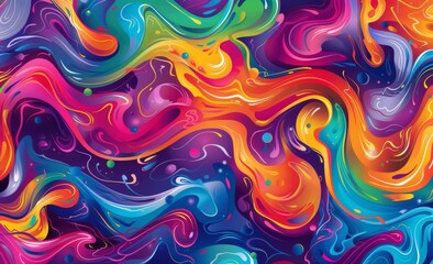 Fototapeta premium Vector illustration of a vibrant colorful background with cartoon waves and swirls 