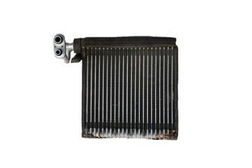 An old rusty evaportor coil of an air car compressor on background, PNG format. 