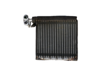 An old rusty evaportor coil of an air car compressor on background, PNG format. 