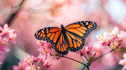 Naklejka premium Large butterfly perched on a blossom