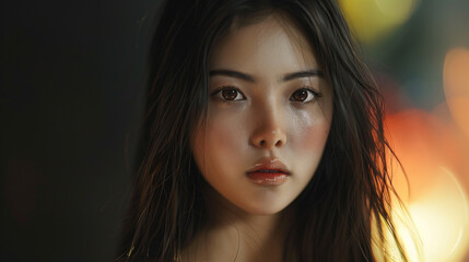 Fototapeta premium Uma bela mulher asiática olhando para a câmera