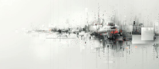 Fototapeta premium Abstract Digital Cityscape with Red Highlights