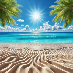 Fototapeta premium Tranquil Tropical Beach with Palm Trees