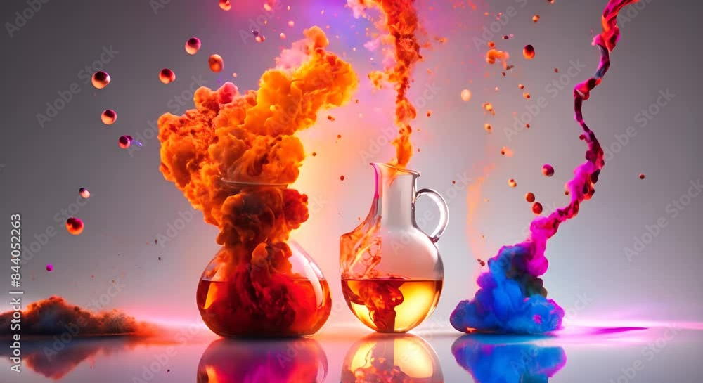 Poster each chemical reaction brings a new burst of color creating a constantly evolving and captivating di