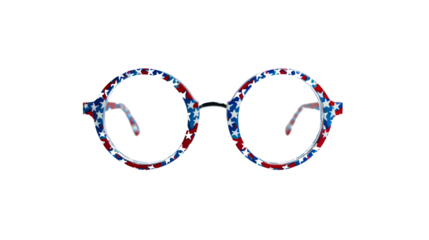 Glasses with the American flag colors and pattern, round frame