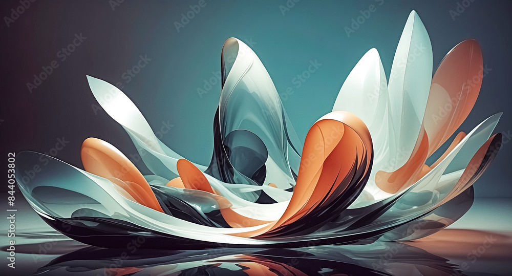 Poster abstract 3d shapes with smooth reflections