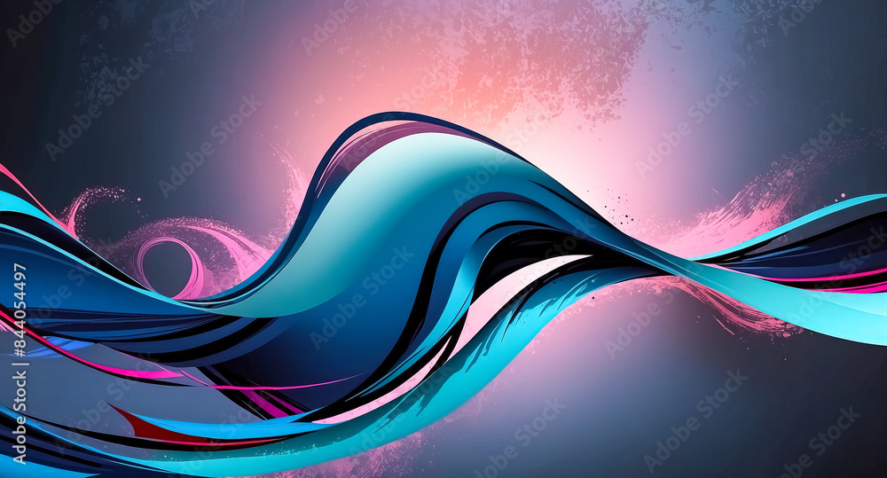 Aufkleber abstract flowing lines and shapes with a pink background