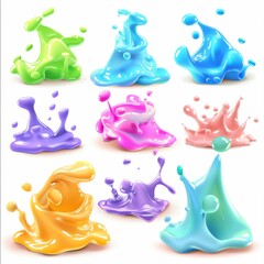 Slime toy icon, mucus symbol, color acrylic paint, cream splash, elastic goop, viscous elastic paste