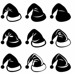 Santa hat icon, christmas hat, santa claus cap, red holiday costume symbol, xmas hat flat sign on white