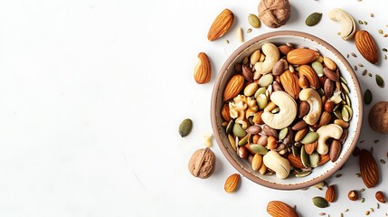 background, wallpaper, illustration, vector, isolated, texture, element, drawing, tropical, design, flat, decoration, print, retro, variety, bowl, food, snack, healthy, organic, almond, nut, fruit, ve