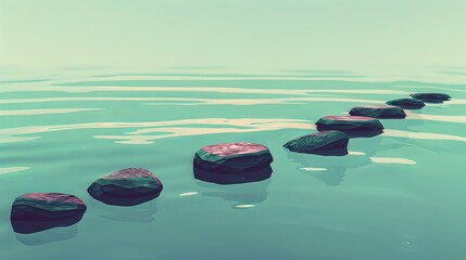  Zen stones floating on water