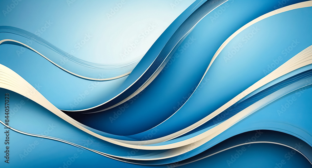 Poster Abstract blue and white wave background