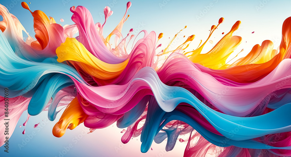Poster abstract colorful swirls and splashes