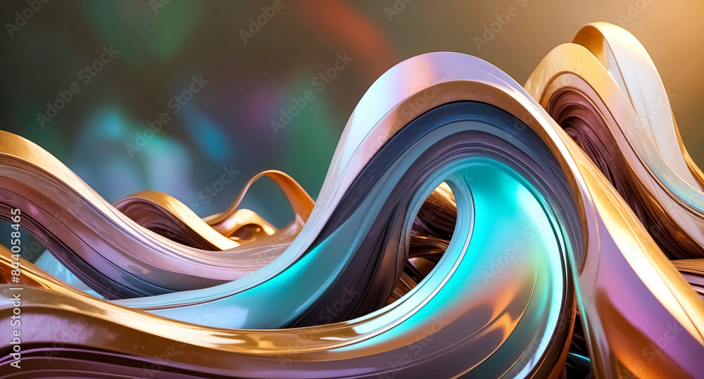 Poster abstract 3d render of colorful wavy lines