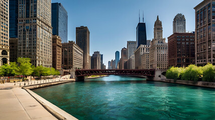 An architecture of bridge over river in city downtown.