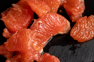 slices of peeled grapefruit close-up
