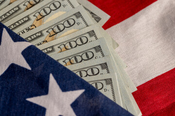 American dollars and the American flag
