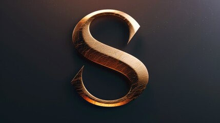 A close-up of the capital letter S made of gold on a black background, suitable for use in designs related to luxury, elegance, and sophistication