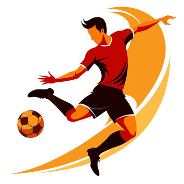 recommend clip art:  graphic black and red silhouette of a football player with a ball