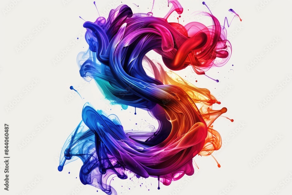 Poster a vibrant and abstract swirl of paint on a white background