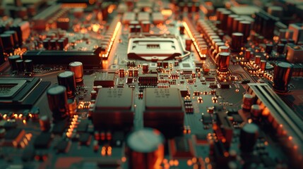 Obraz premium A high-quality image of a computer circuit board, useful for technical and educational purposes