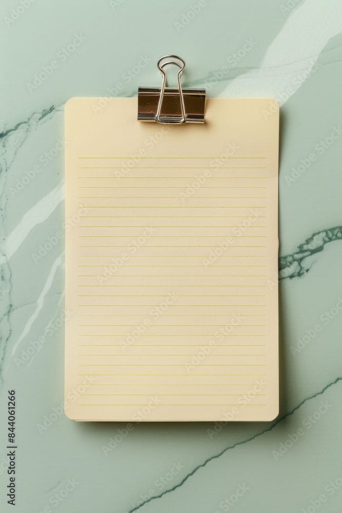 Poster a simple office desk with a paper clip attached to it