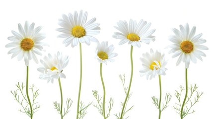 A row of daisies on a white background © Fotograf