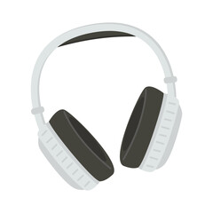 Headphones icon. Vector illustration of wireless headphones in flat style. Isolated on white background.