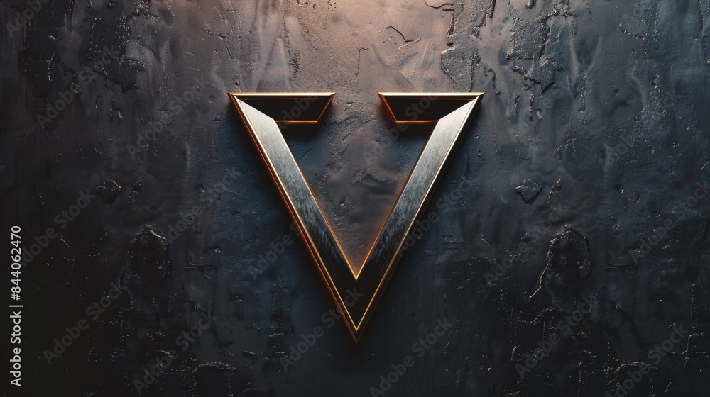 Poster A close-up shot of the letter 'V' on a wall, suitable for use in various contexts where a strong visual impact is needed