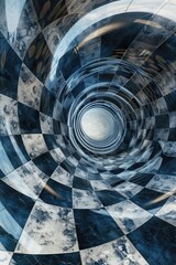 Naklejka premium A classic black and white tile design in a circle, perfect for use in interior design, architecture or art projects