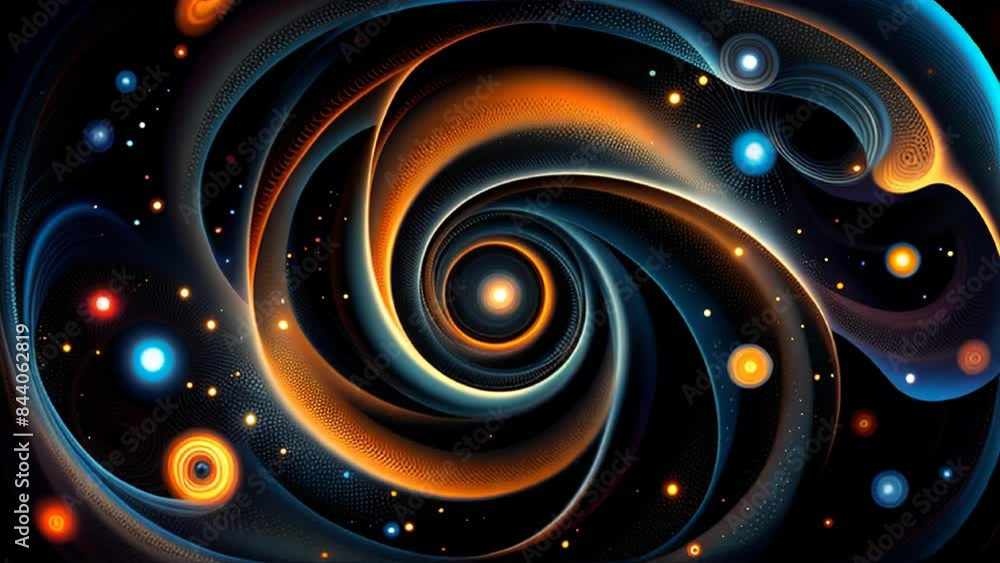 Wall mural retro universe animation in a seamless loop. galaxies, stars and planets in motion.