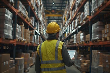 Warehouse Worker Checking Inventory