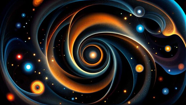 Retro universe animation in a seamless loop. Galaxies, stars and planets in motion.
