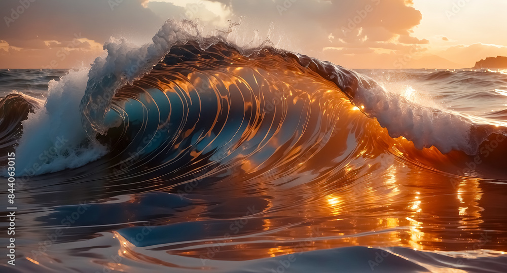 Canvas Prints Golden Sunset Wave