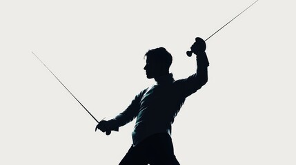 Obraz premium A person standing with a raised sword