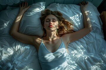 Fototapeta premium Woman Waking Up in Bed