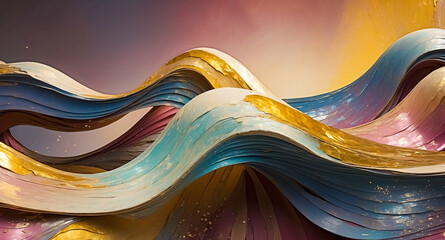 Abstract Swirling Waves with Golden Accents