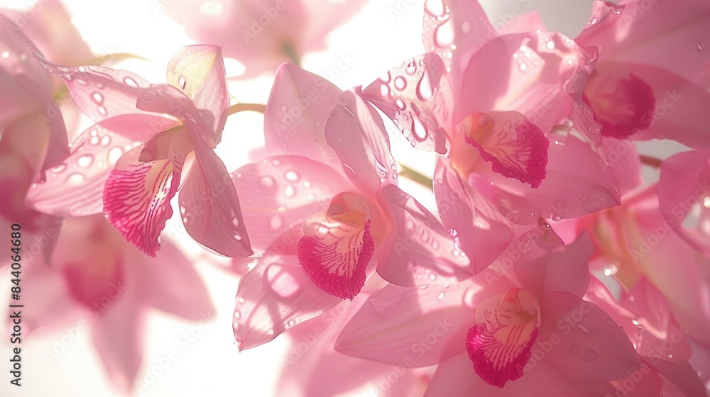 Canvas Prints A bouquet of bright pink flowers in focus