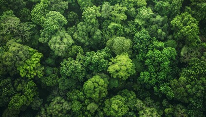 Fototapeta premium Aerial view of a dense forest from above 