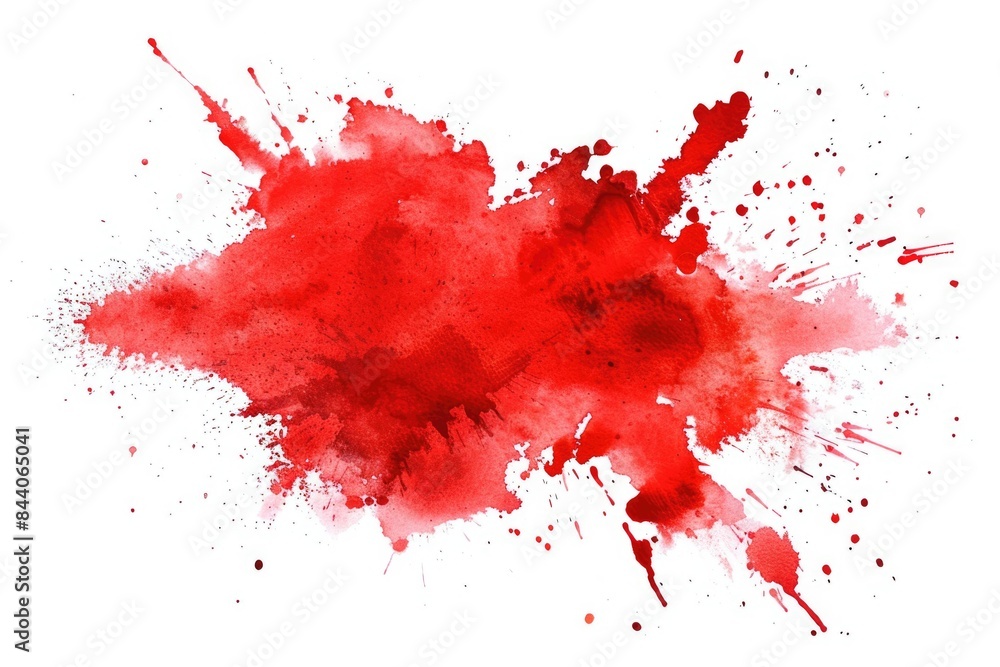 Poster A bright red paint splatter on a white background, useful for design and art projects