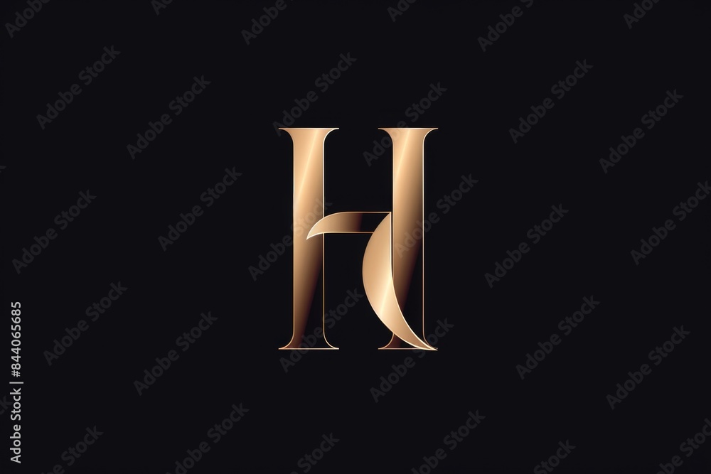 Poster A simple logo featuring a golden 'H' on a dark background, suitable for use in various design contexts