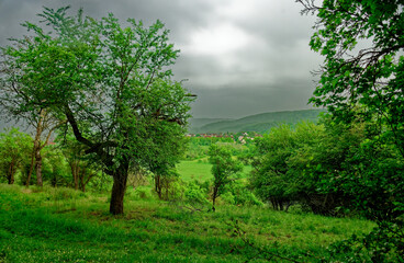 Beautiful landscapes of Bavaria during a thunderstorm.