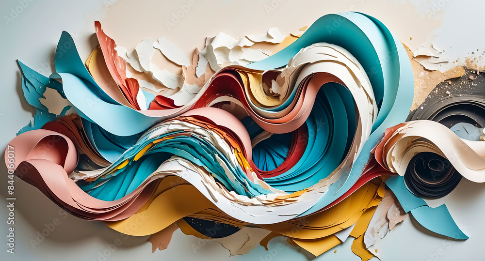 Poster Abstract Colorful Swirls of Paper