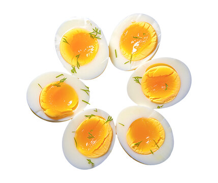 Egg halves sprinkled with dill, arranged in a circle.