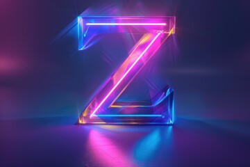 A close-up shot of a neon lit letter Z on a dark surface, with a bold and bright design