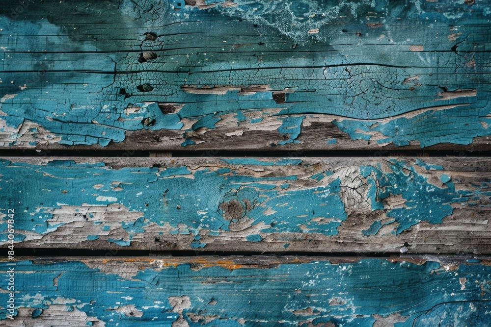 Poster a close-up shot of a wooden surface with peeling paint, ideal for use in design or photo editing pro