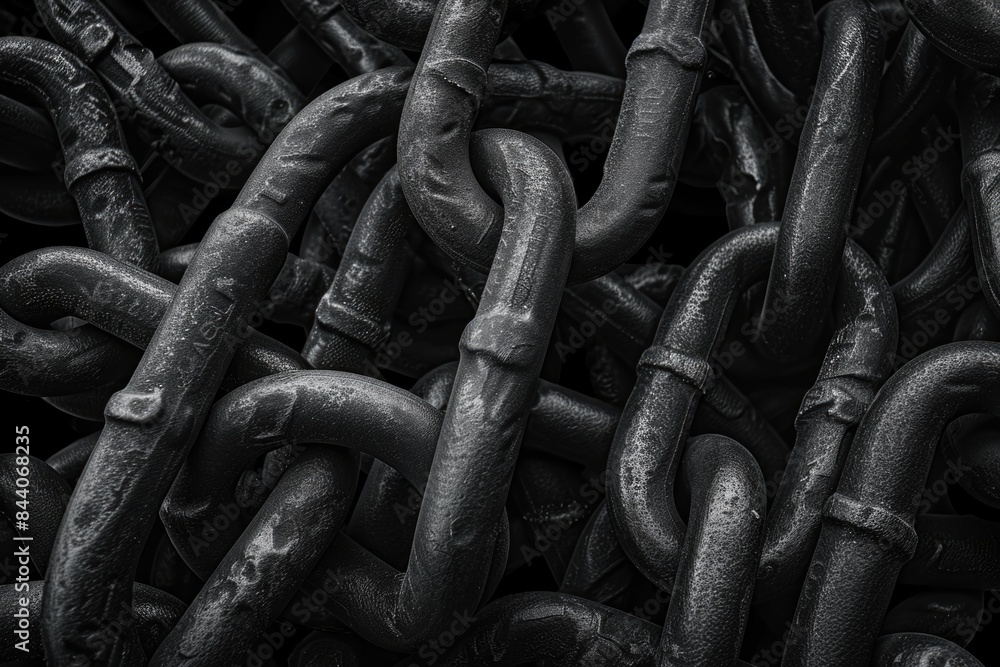 Wall mural a pile of metal chains stacked together, various sizes and textures - Wall murals